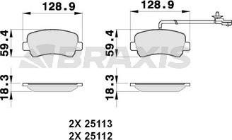 Braxis AB0258 - Brake Pad Set, disc brake autospares.lv