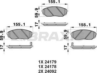 Braxis AB0204 - Brake Pad Set, disc brake autospares.lv