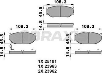 Braxis AB0206 - Brake Pad Set, disc brake autospares.lv