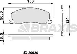 Braxis AB0200 - Brake Pad Set, disc brake autospares.lv