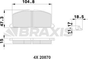 Braxis AB0215 - Brake Pad Set, disc brake autospares.lv