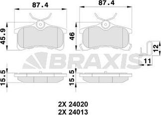 Braxis AB0237 - Brake Pad Set, disc brake autospares.lv