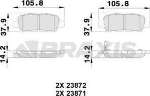 Braxis AB0225 - Brake Pad Set, disc brake autospares.lv