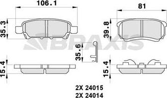 Braxis AB0279 - Brake Pad Set, disc brake autospares.lv