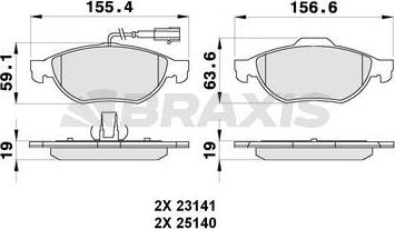 Braxis AB0274 - Brake Pad Set, disc brake autospares.lv