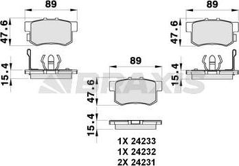 Braxis AB0277 - Brake Pad Set, disc brake autospares.lv