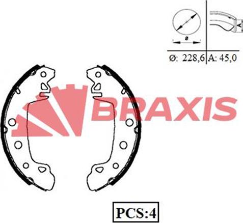 Braxis AC0018 - Brake Shoe Set autospares.lv