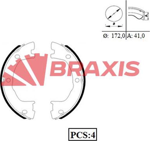 Braxis AC0076 - Brake Shoe Set, parking brake autospares.lv