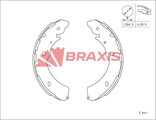 Braxis AC0213 - Brake Shoe Set autospares.lv