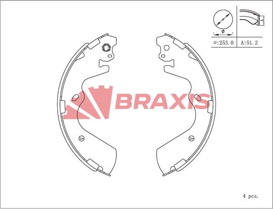 Braxis AC0217 - Brake Shoe Set autospares.lv