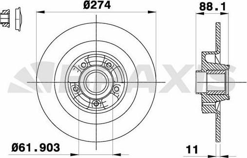 Braxis AD0286 - Brake Disc autospares.lv