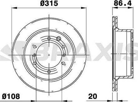 Braxis AD1037 - Brake Disc autospares.lv