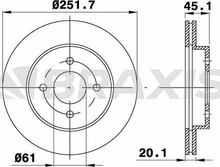 Braxis AE0523 - Brake Disc autospares.lv