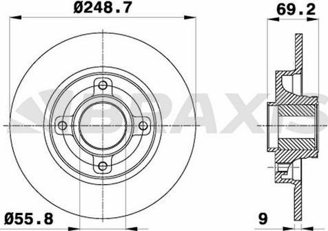 Braxis AE0055 - Brake Disc autospares.lv