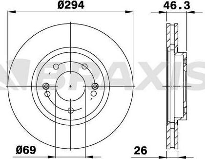 Braxis AE0347 - Brake Disc autospares.lv