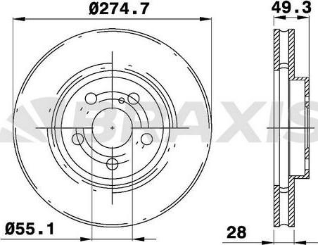 Braxis AE0323 - Brake Disc autospares.lv