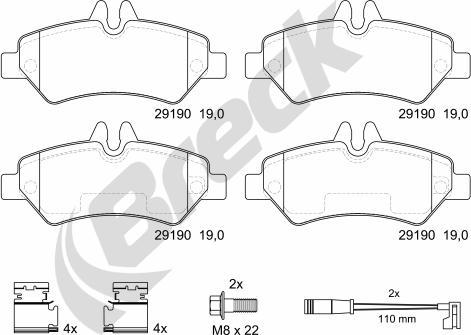 Breck 29190 00 703 10 - Brake Pad Set, disc brake autospares.lv