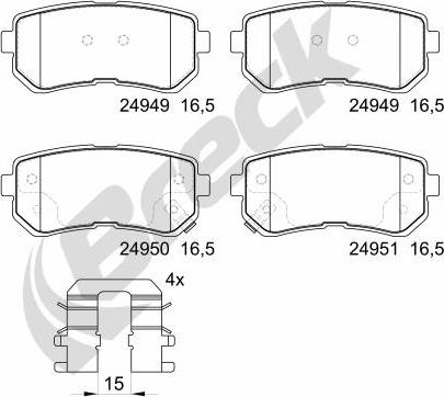 Breck 24949 00 704 00 - Brake Pad Set, disc brake autospares.lv