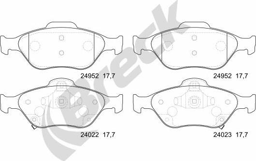 Breck 24952 00 702 00 - Brake Pad Set, disc brake autospares.lv