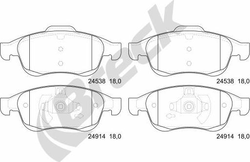 Breck 24914 00 651 00 - Brake Pad Set, disc brake autospares.lv