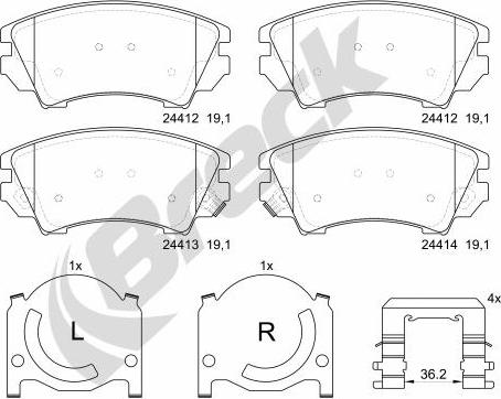 Breck 24412 00 701 10 - Brake Pad Set, disc brake autospares.lv