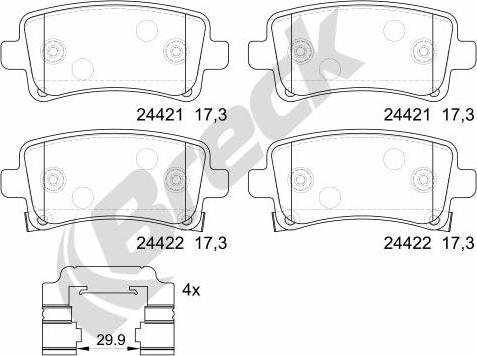 Breck 24421 00 704 20 - Brake Pad Set, disc brake autospares.lv