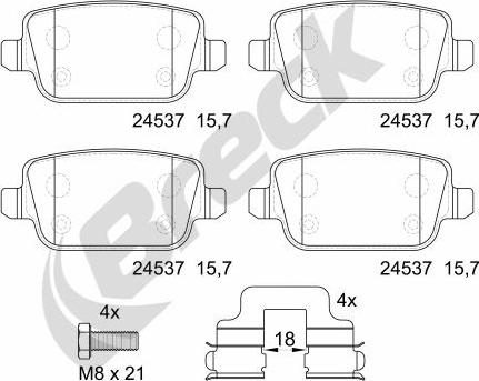 Breck 24537 00 702 00 - Brake Pad Set, disc brake autospares.lv