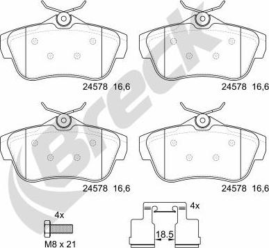 Breck 24578 00 702 00 - Brake Pad Set, disc brake autospares.lv