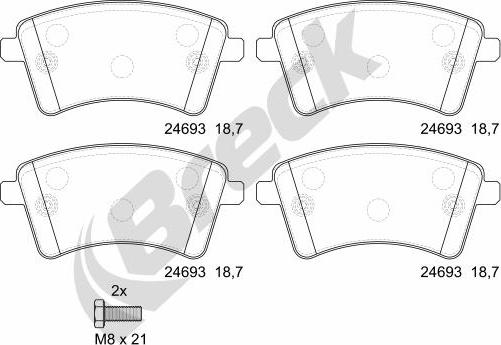 Breck 24693 00 701 00 - Brake Pad Set, disc brake autospares.lv