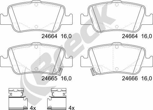 Breck 24664 00 704 10 - Brake Pad Set, disc brake autospares.lv