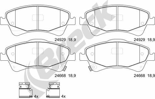 Breck 24668 00 701 00 - Brake Pad Set, disc brake autospares.lv