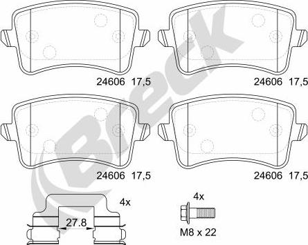 Breck 24606 00 554 00 - Brake Pad Set, disc brake autospares.lv