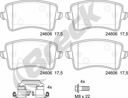 Breck 24606 00 554 10 - Brake Pad Set, disc brake autospares.lv