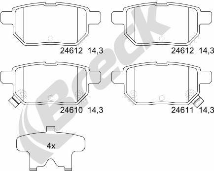 Breck 24610 00 704 10 - Brake Pad Set, disc brake autospares.lv