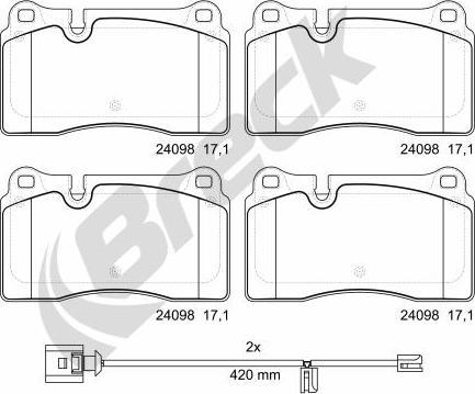 Breck 24098 00 551 00 - Brake Pad Set, disc brake autospares.lv