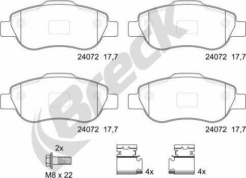 Breck 24072 00 702 00 - Brake Pad Set, disc brake autospares.lv