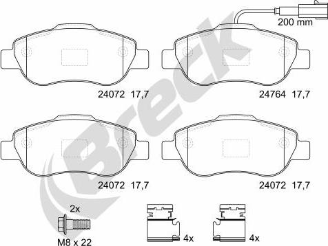 Breck 24072 00 702 10 - Brake Pad Set, disc brake autospares.lv