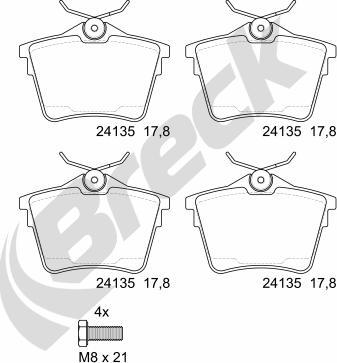 Breck 24135 00 704 00 - Brake Pad Set, disc brake autospares.lv