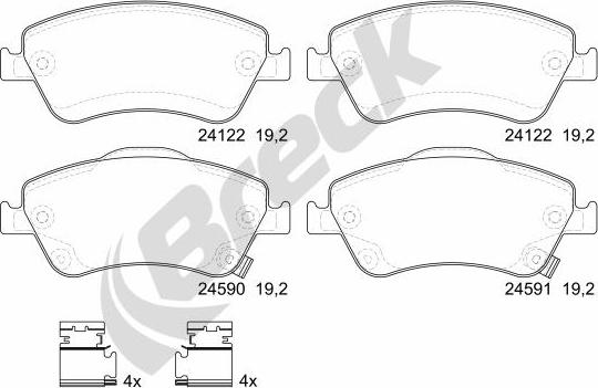 Breck 24122 00 701 10 - Brake Pad Set, disc brake autospares.lv