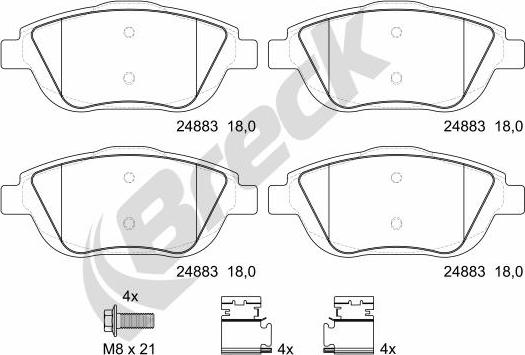 Breck 24883 00 702 00 - Brake Pad Set, disc brake autospares.lv