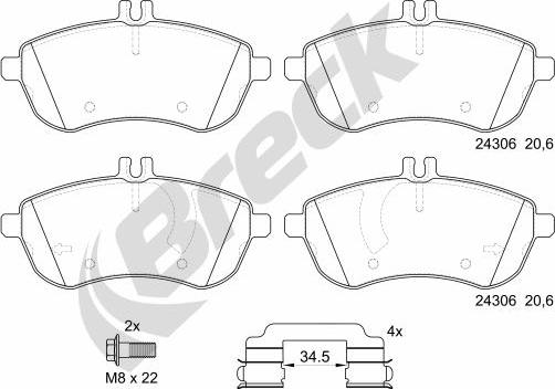 Breck 24306 00 701 00 - Brake Pad Set, disc brake autospares.lv