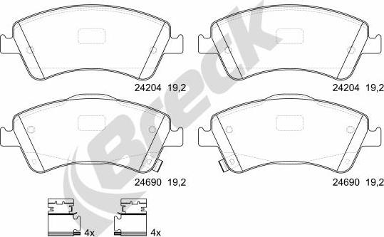 Breck 24204 00 701 00 - Brake Pad Set, disc brake autospares.lv