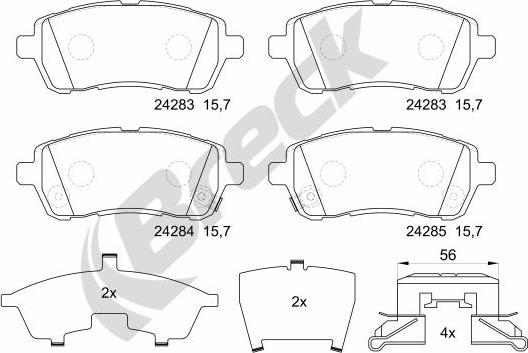 Breck 24283 00 702 10 - Brake Pad Set, disc brake autospares.lv