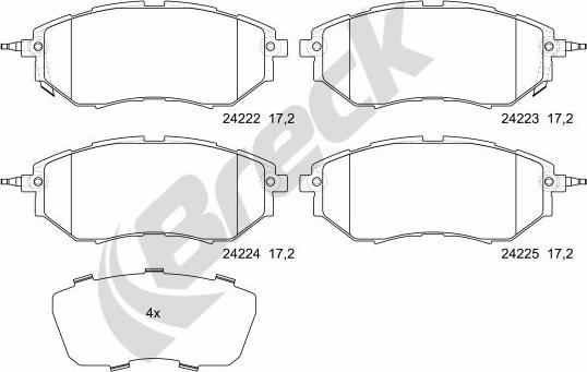 Breck 24222 00 701 10 - Brake Pad Set, disc brake autospares.lv