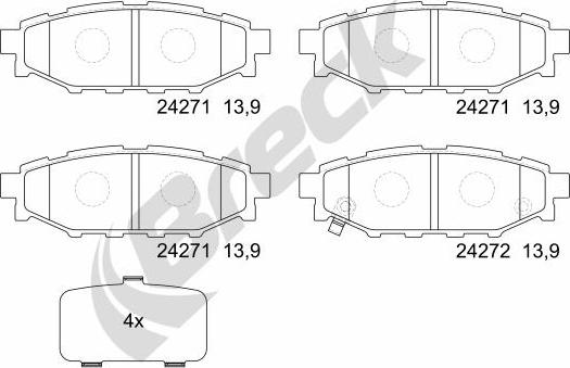 Breck 24271 00 702 10 - Brake Pad Set, disc brake autospares.lv