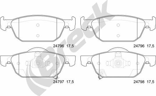 Breck 24796 00 701 00 - Brake Pad Set, disc brake autospares.lv