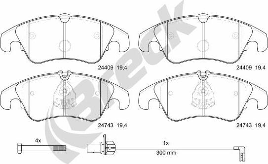 Breck 24743 00 551 00 - Brake Pad Set, disc brake autospares.lv