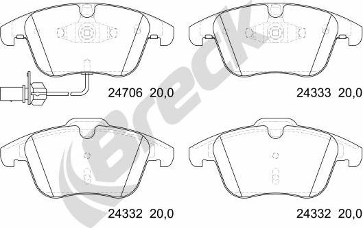 Breck 24706 00 551 10 - Brake Pad Set, disc brake autospares.lv