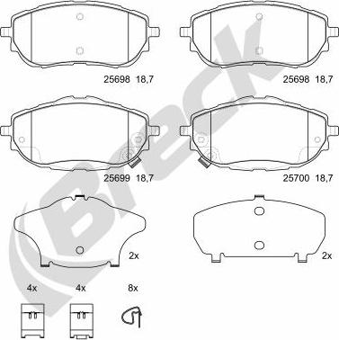 Breck 25698 00 701 00 - Brake Pad Set, disc brake autospares.lv