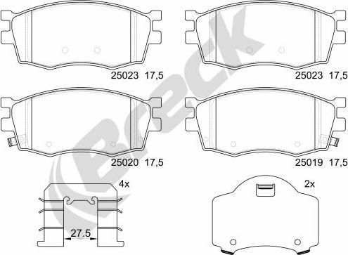 Breck 25019 00 702 00 - Brake Pad Set, disc brake autospares.lv